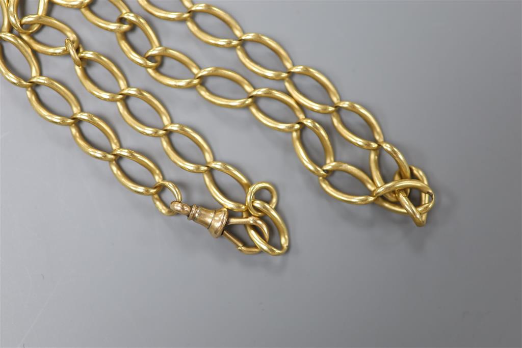 An 18ct gold oval link albert, 40cm, 42.1 grams.